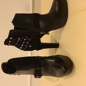 Black platform ankle boots